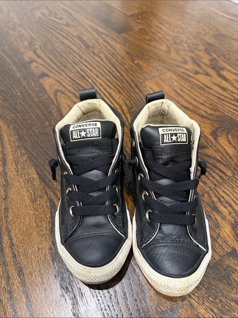 Converse Kids Black High-Top Sneakers with Cream Trim